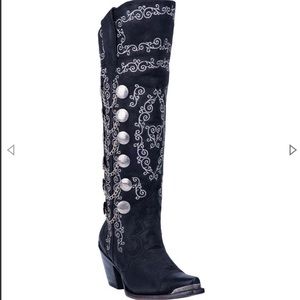 Dan Post Chain Reaction Snip Toe Black Leather Cowboy Boots 8.5